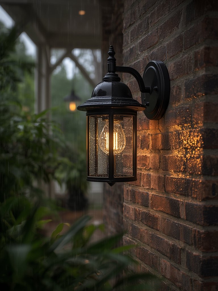 exterior wall light detail shot