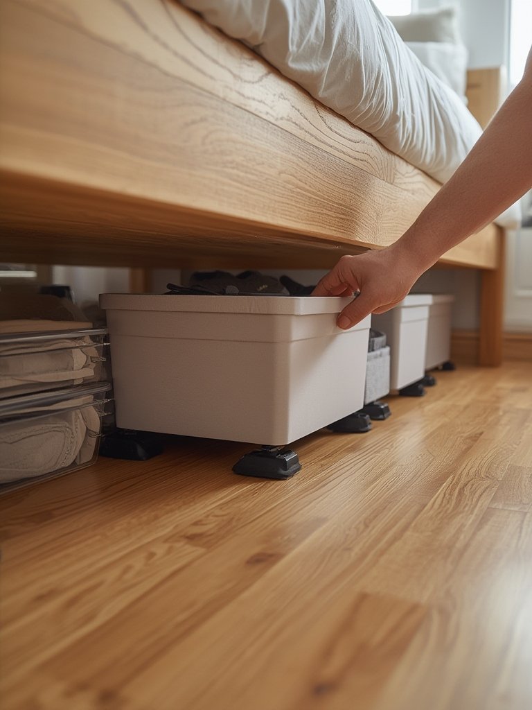 bed risers in action