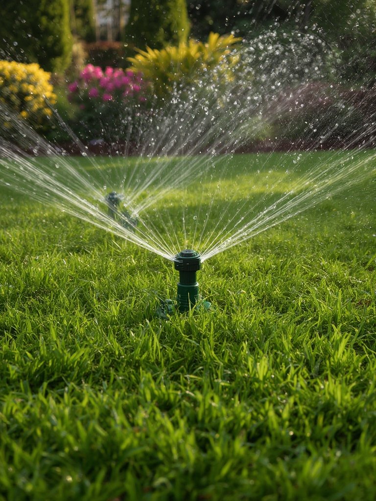 oscillating sprinkler in action