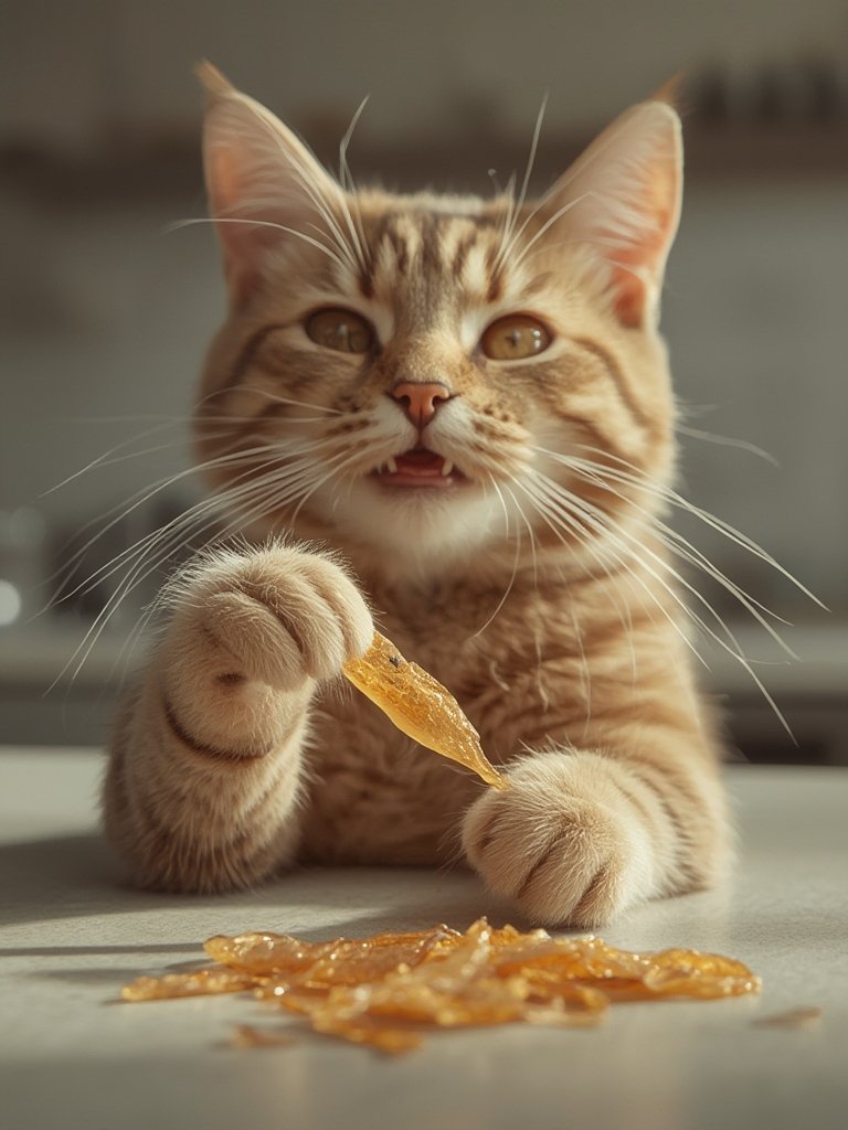 freeze dried raw cat enjoying Vital Essentials treat