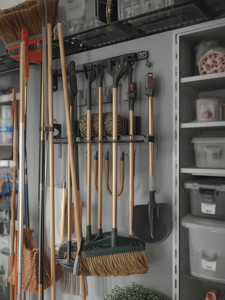 broom holder in action