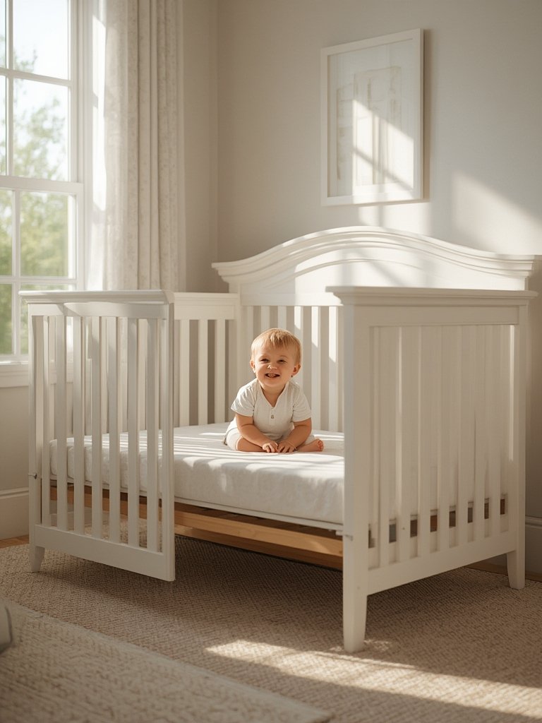 convertible crib in action