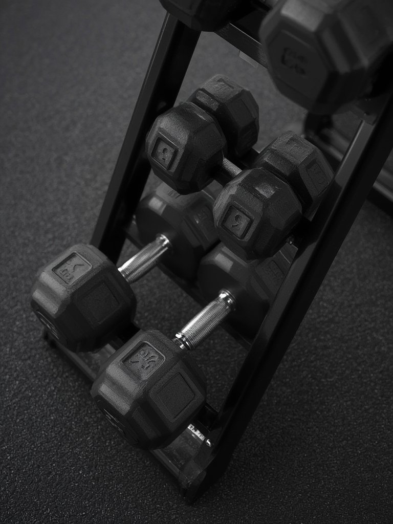CAP Rubber Coated Hex Dumbbell Set in action