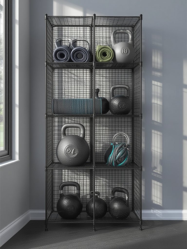 Amazon Basics 6-Cube Wire Grid Stackable Storage Organizer 2 wire shelving in action
